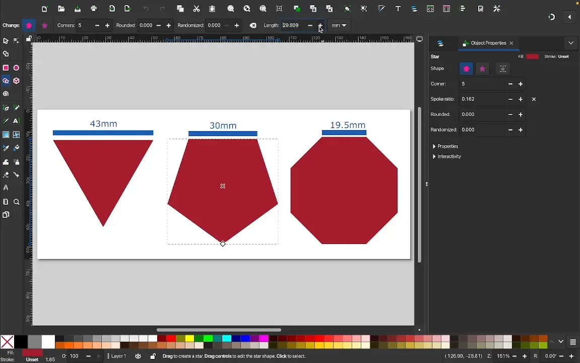 Setting polygon side length