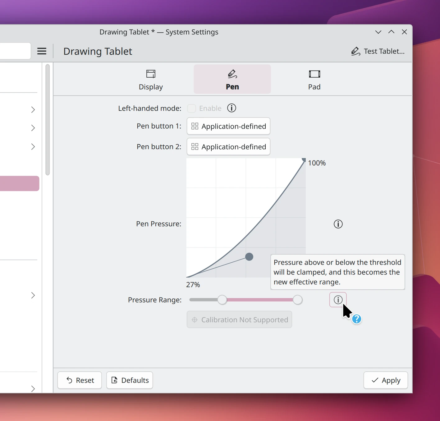 Customize the pressure range of a stylus