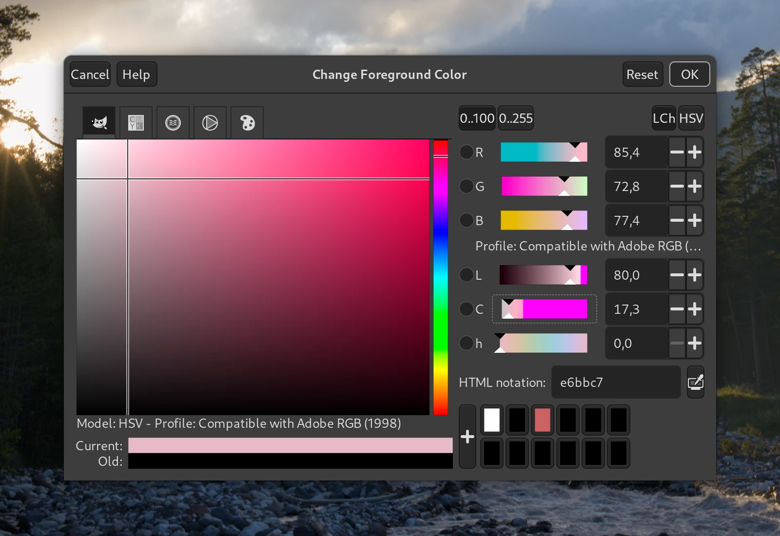 Color picker in AdobeRGB