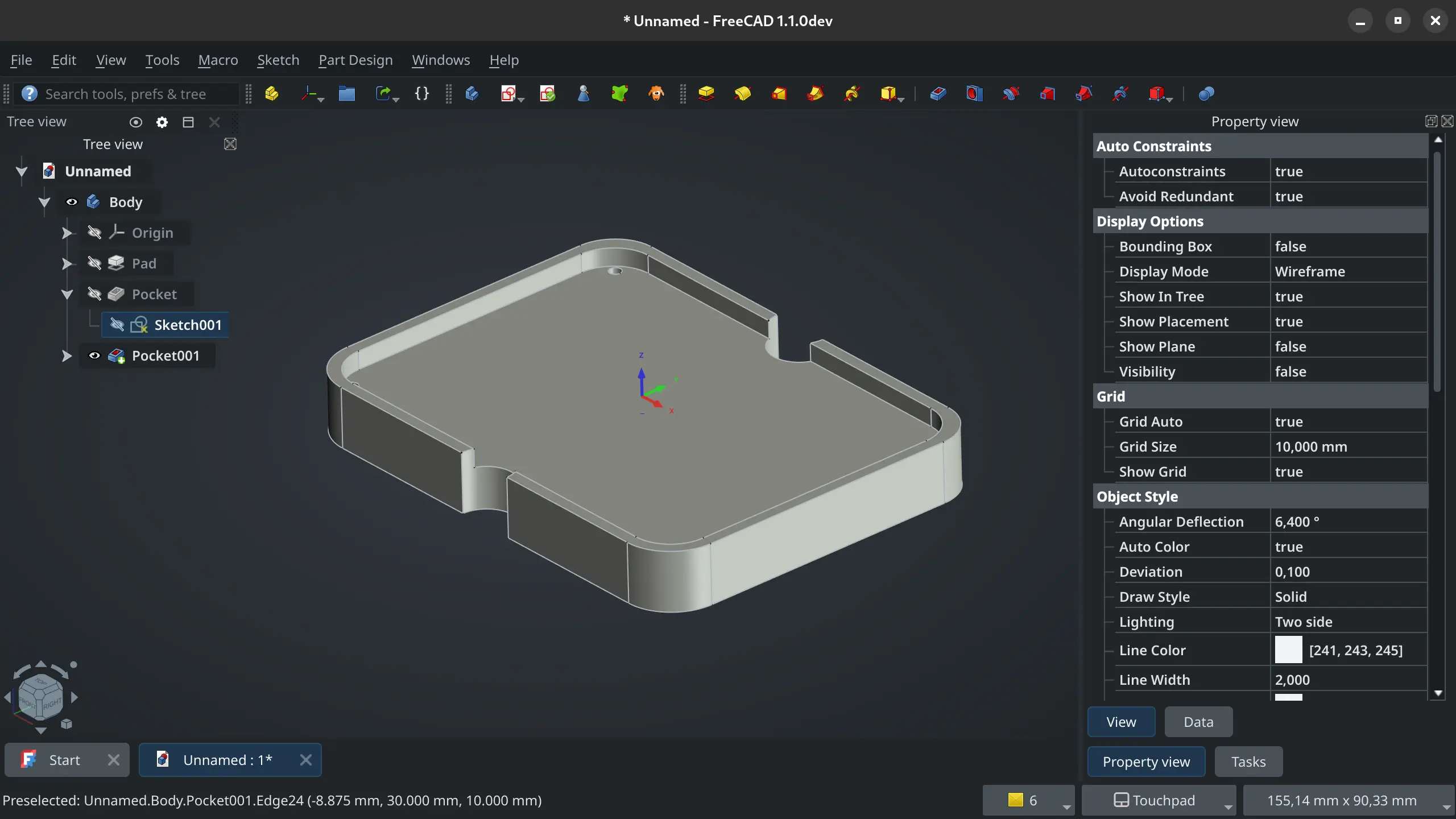 FreeCAD, placement of object