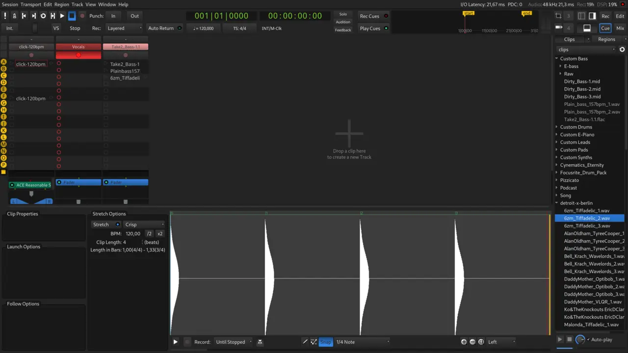 Audio clip editor in Cue / Ardour