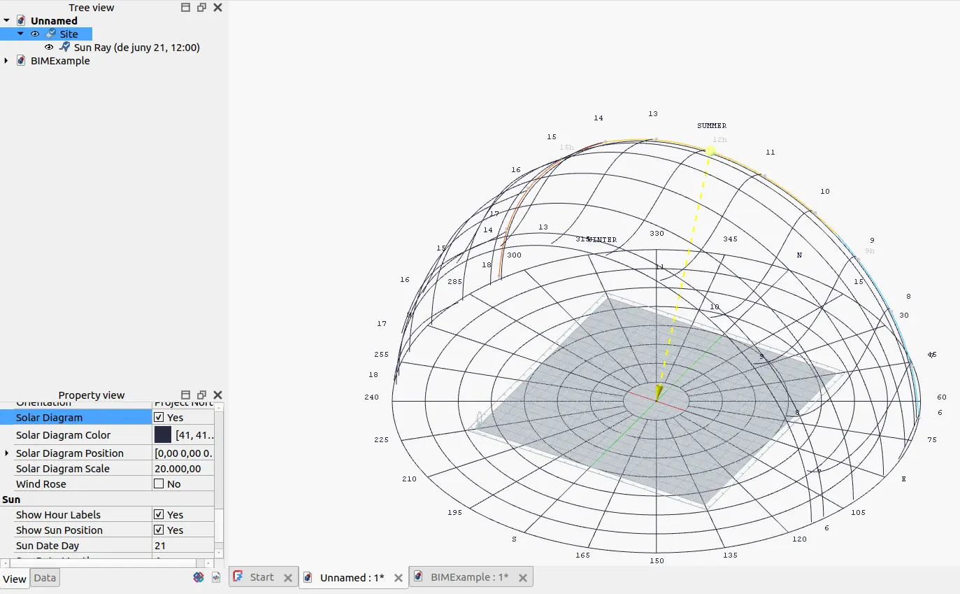 Sun graph in ArchSite, FreeCAD