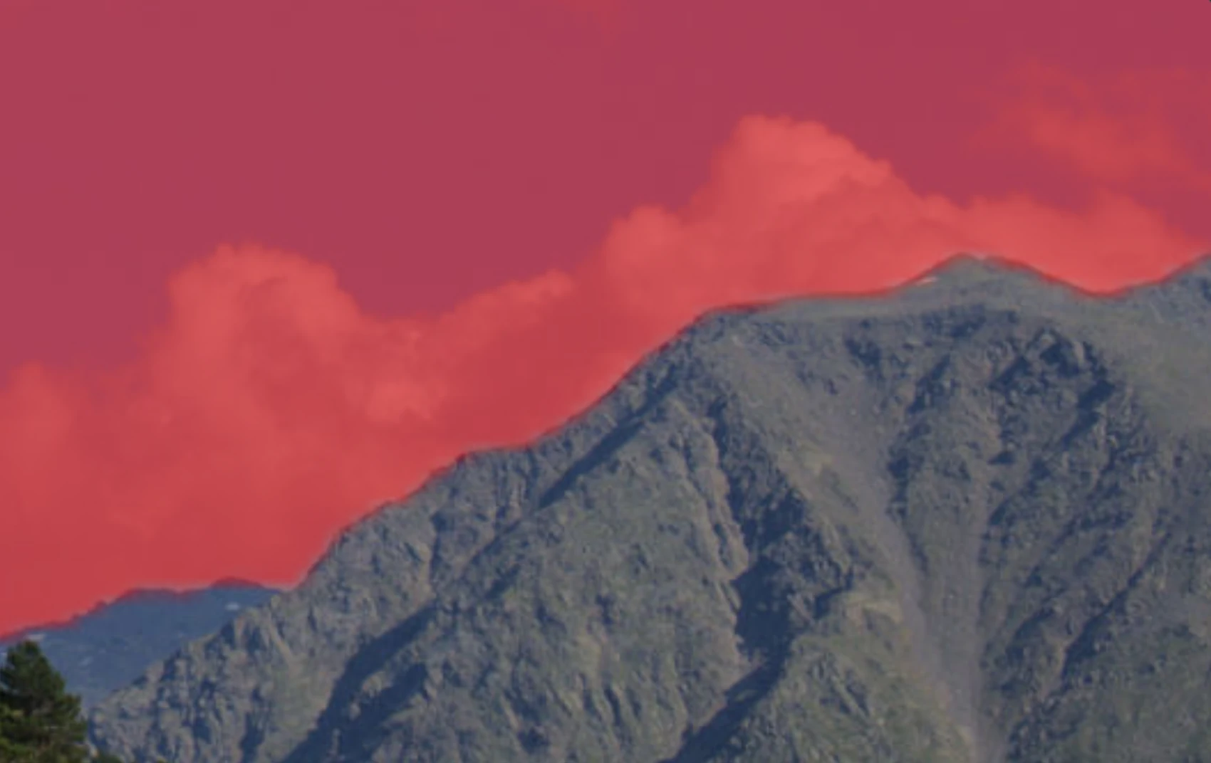 Mountain ridge in AI sky mask
