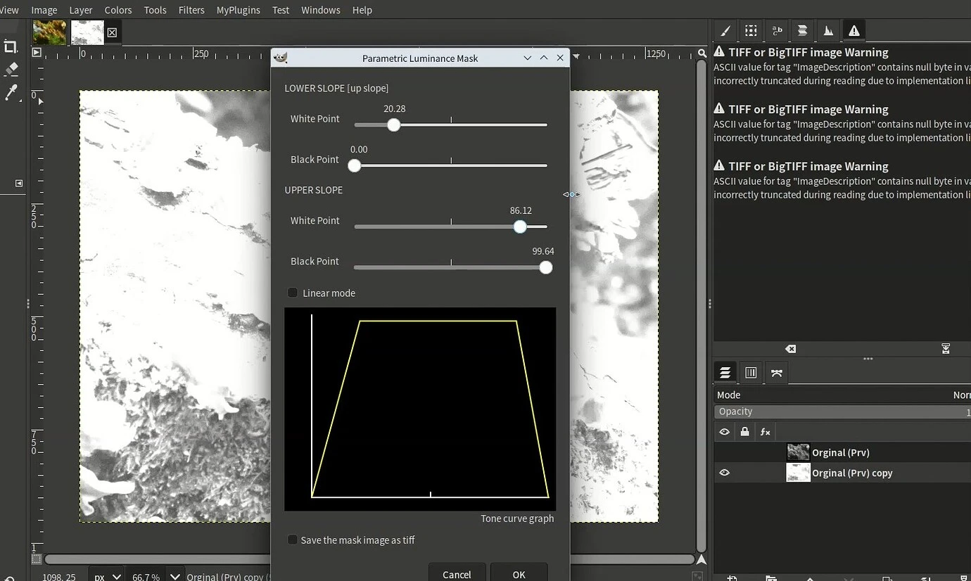 Parametric luminance mask plugin