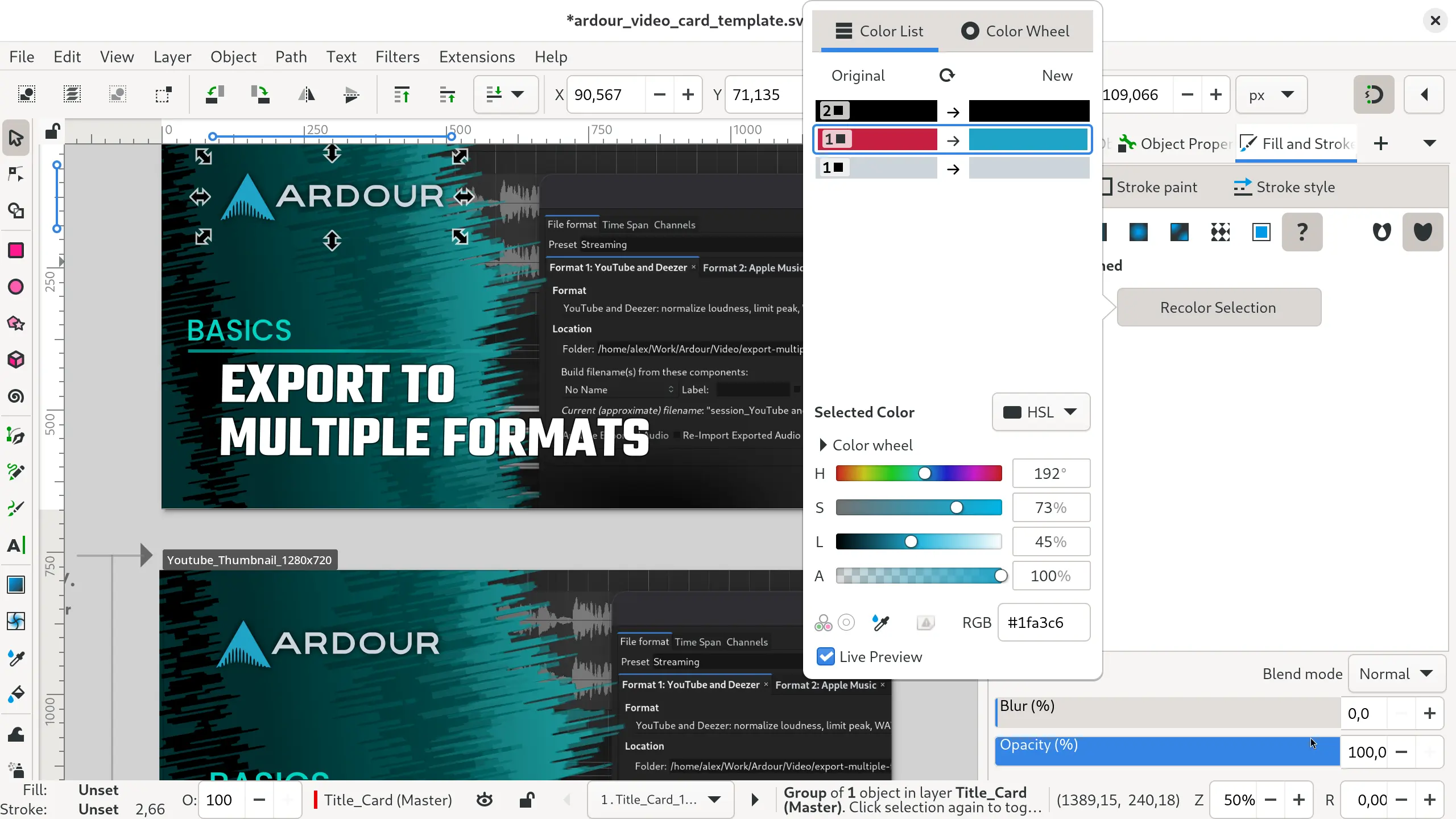 Recoloring artwork in Inkscape