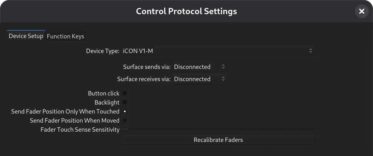 iCON V1-M option in Ardour