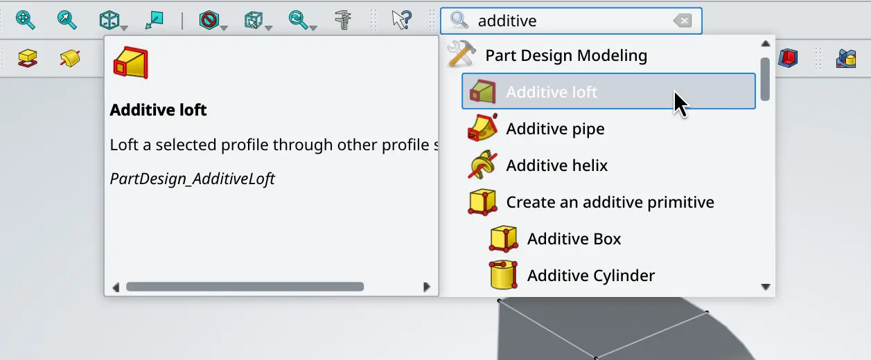 SearchBar in FreeCAD