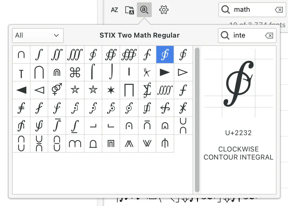 Character viewer in Inkscape’s Font dock